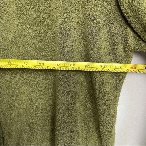 Free People Green Emma’s Henley Top Sz L Tie Waist Raw Hem LS Fairy Boho EUC - Picture 7 of 14